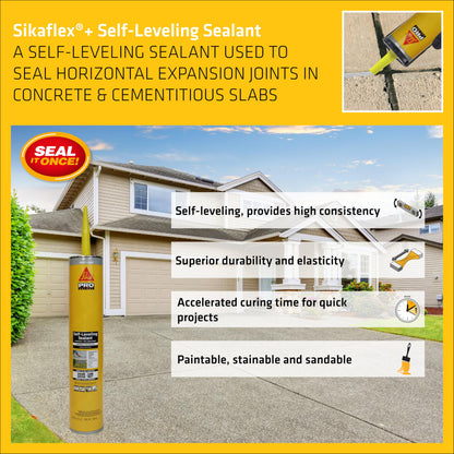 Sikaflex Self Leveling Sealant, Gray, Polyurethane, 29 fl. oz Cartridge, 12 Pack