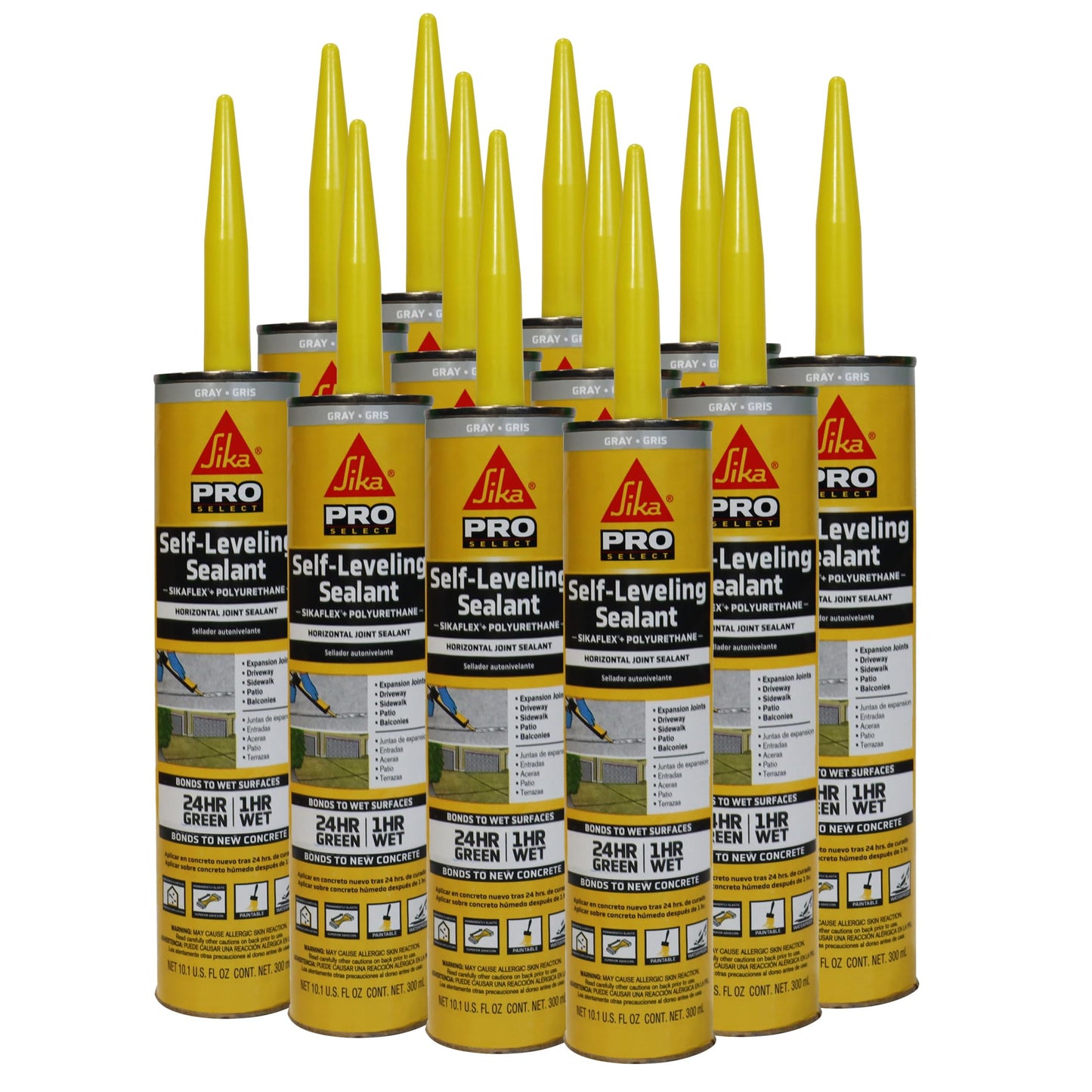 Sikaflex Self Leveling Sealant, Gray, Polyurethane, 29 fl. oz Cartridge, 12 Pack